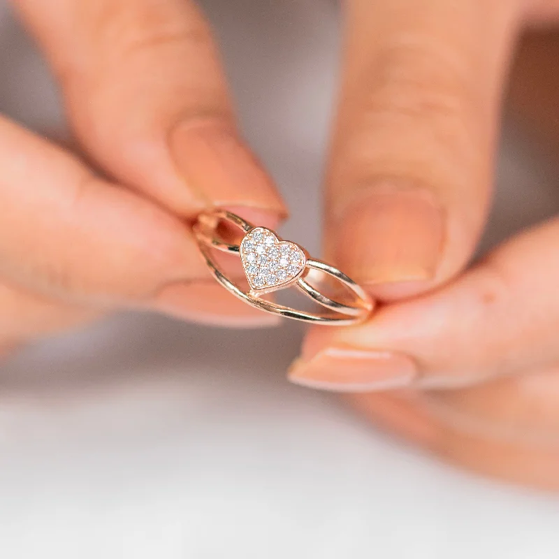 Premium Jewelry At Promotional Prices – Shine Today Heart shape design diamond rose gold silver ring Premium Jewelry At Promotional Prices – Shine Today Heart shape design diamond rose gold silver ring