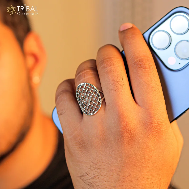 Affordable Glamour – Premium Jewelry For Less 925 sterling silver lattice dome design ring men's Jewelry sr755 Affordable Glamour – Premium Jewelry For Less 925 sterling silver lattice dome design ring men's Jewelry sr755