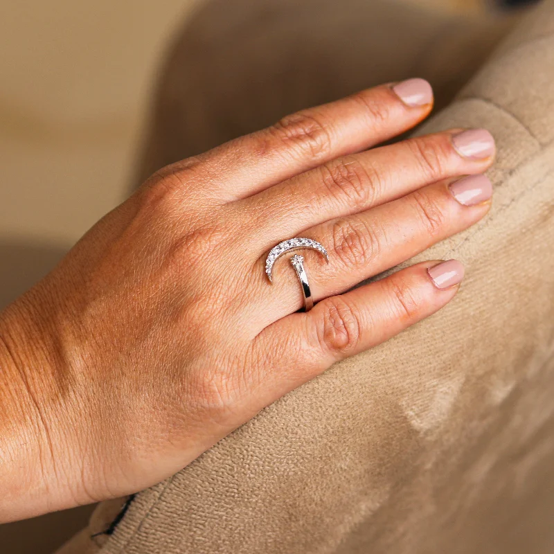 Big Savings On Your Favorite Jewelry Pieces Moon and star design rose gold silver ring Big Savings On Your Favorite Jewelry Pieces Moon and star design rose gold silver ring