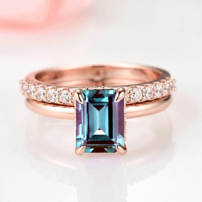 Upgrade Your Jewelry Collection For Less Alexandrite Engagement Ring Set- 14K Rose Gold Vermeil Upgrade Your Jewelry Collection For Less Alexandrite Engagement Ring Set- 14K Rose Gold Vermeil
