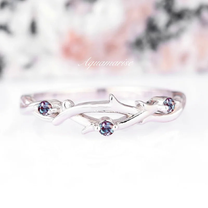Elegant Jewelry Styles At Budget-Friendly Prices Alexandrite Leaf Wedding Band- 925 Sterling Silver Elegant Jewelry Styles At Budget-Friendly Prices Alexandrite Leaf Wedding Band- 925 Sterling Silver