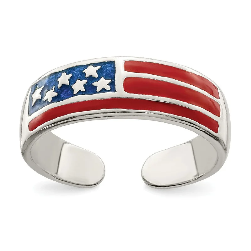 Upgrade Your Collection With Our Limited-Time Jewelry Sale American Flag Toe Ring in Sterling Silver