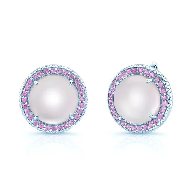 High-Quality Jewelry At A Fraction Of The Cost Amethyst Mother Of Pearl And Pink Sapphire Cabochon Hinged Back Earrings In 14k White Gold High-Quality Jewelry At A Fraction Of The Cost Amethyst Mother Of Pearl And Pink Sapphire Cabochon Hinged Back Earrings In 14k White Gold