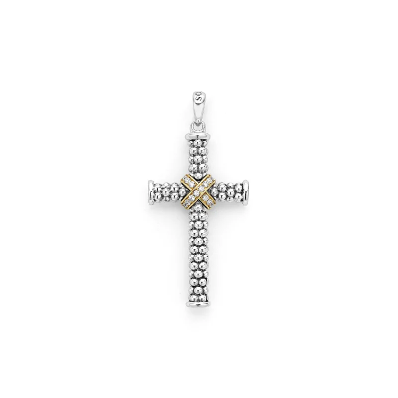 Anthem Two-Tone Diamond Cross Amulet