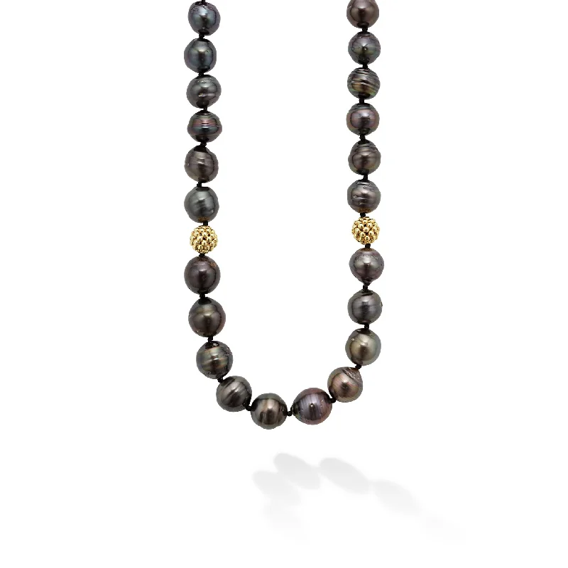 Shop Elegant Jewelry At Unbeatable Prices Anthem Tahitian Black Pearl Gold Station Bead Necklace