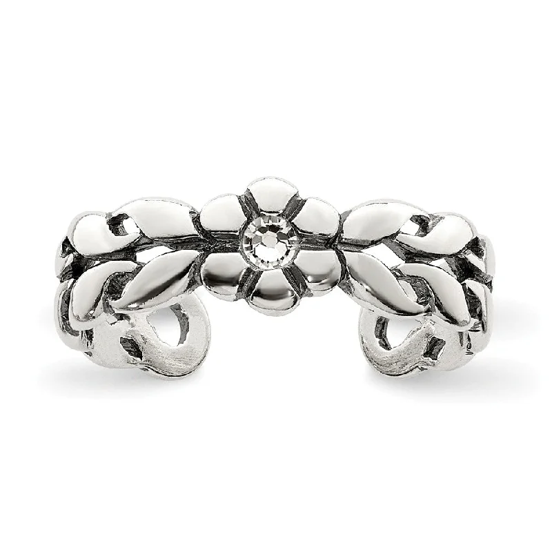 Dazzle In Elegance With Our Biggest Jewelry Sale Antiqued Flower Toe Ring in Sterling Silver Dazzle In Elegance With Our Biggest Jewelry Sale Antiqued Flower Toe Ring in Sterling Silver