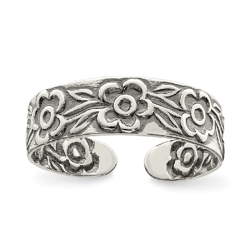 Jewelry Flash Sale – Stylish Designs At Unbeatable Rates Antiqued Flowers Toe Ring in Sterling Silver Jewelry Flash Sale – Stylish Designs At Unbeatable Rates Antiqued Flowers Toe Ring in Sterling Silver