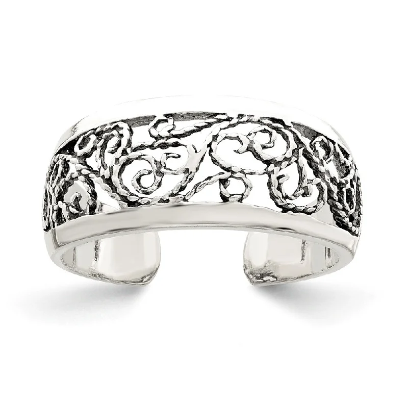 Sparkle For Less – Shop Our Limited-Time Jewelry Deals Antiqued Textured Ornate Toe Ring in Sterling Silver Sparkle For Less – Shop Our Limited-Time Jewelry Deals Antiqued Textured Ornate Toe Ring in Sterling Silver