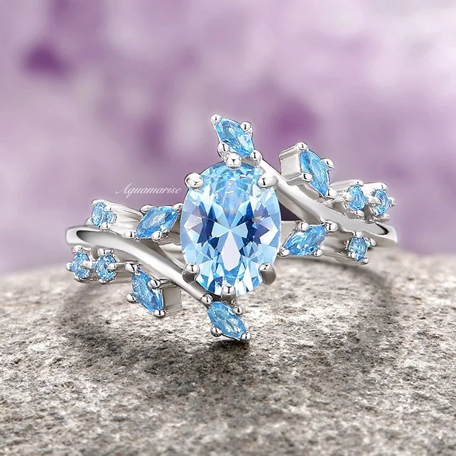 Discounted Luxury Jewelry – Shine Without The Splurge Aquamarine Leaf Fairy Engagement Ring- 925 Sterling Silver Discounted Luxury Jewelry – Shine Without The Splurge Aquamarine Leaf Fairy Engagement Ring- 925 Sterling Silver