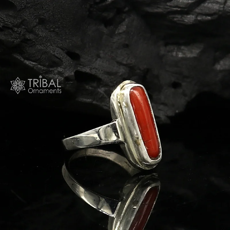 Limited-Time Offer On Elegant Jewelry Pieces Authentic real Coral (Munga) stone 925 sterling silver handmade ring band for both men's and girl's, best Astro ring sr379 Limited-Time Offer On Elegant Jewelry Pieces Authentic real Coral (Munga) stone 925 sterling silver handmade ring band for both men's and girl's, best Astro ring sr379