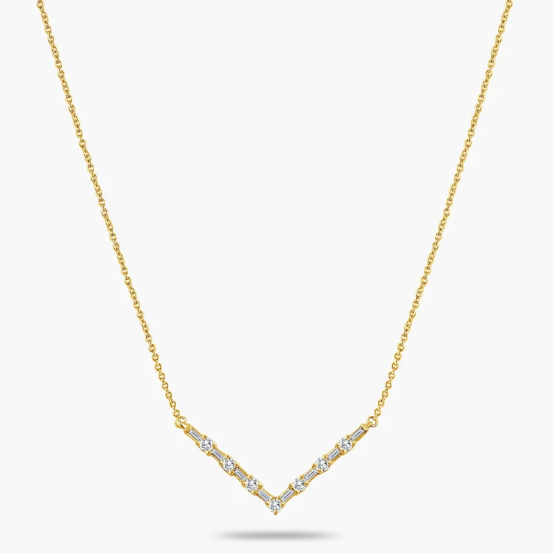 Once-A-Year Jewelry Deals – Shop Before They’Re Gone Baguette and Round V Shape Necklace Once-A-Year Jewelry Deals – Shop Before They’Re Gone Baguette and Round V Shape Necklace