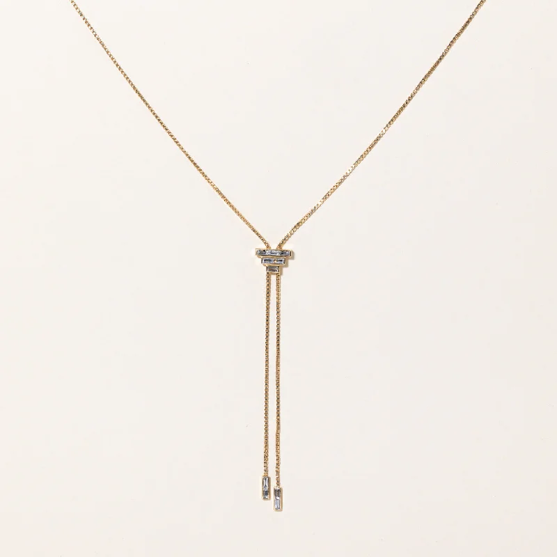 Huge Savings On Premium Jewelry Styles Baguette Diamond Bolo Tie Necklace | 0.33ctw | Huge Savings On Premium Jewelry Styles Baguette Diamond Bolo Tie Necklace | 0.33ctw |
