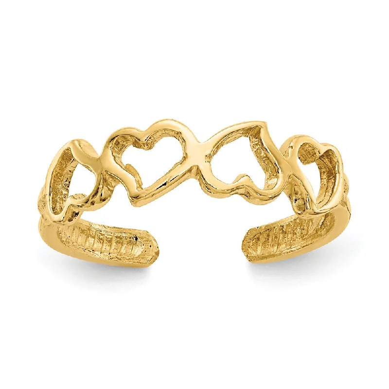 Grab Your Favorite Jewelry At The Lowest Prices Band of Hearts Toe Ring in 14 Karat Gold