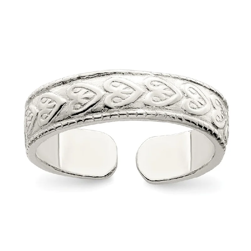 Bohemian-Inspired Jewelry For Free-Spirited Fashion Band of Hearts Toe Ring in Sterling Silver Bohemian-Inspired Jewelry For Free-Spirited Fashion Band of Hearts Toe Ring in Sterling Silver