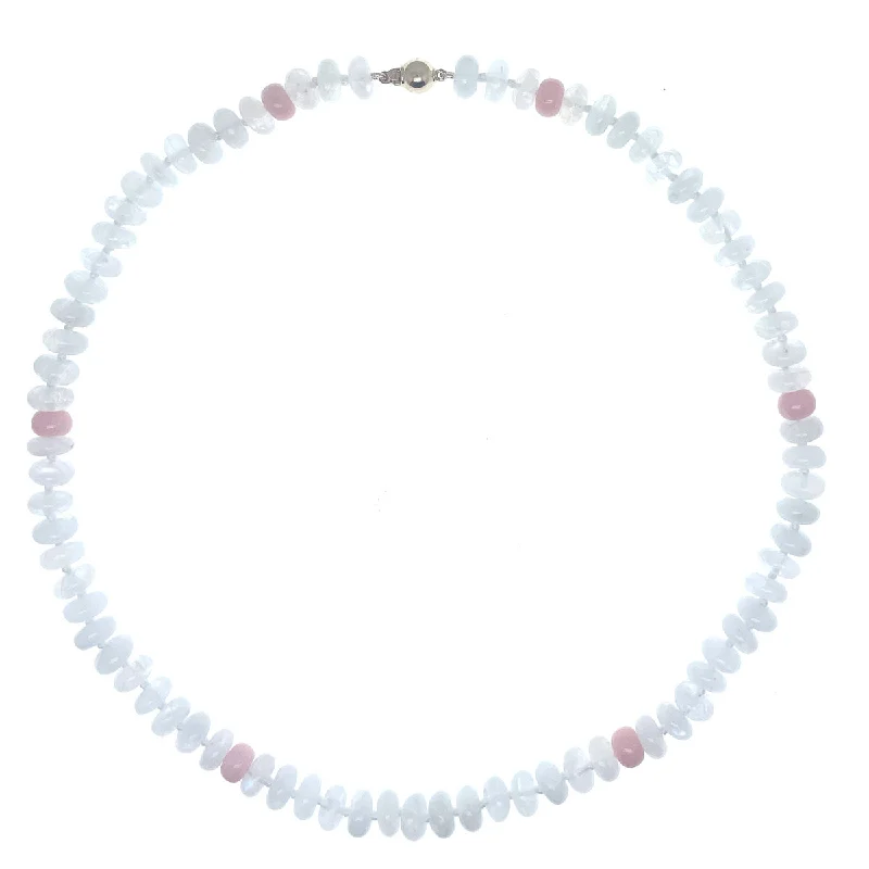 Beaded Moonstone and Pink Opal Necklace