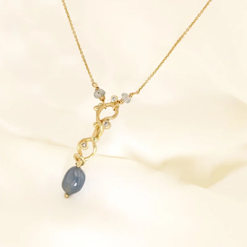 SOLD OUT Love Seafire 18K Gold Pendant w. Sapphire