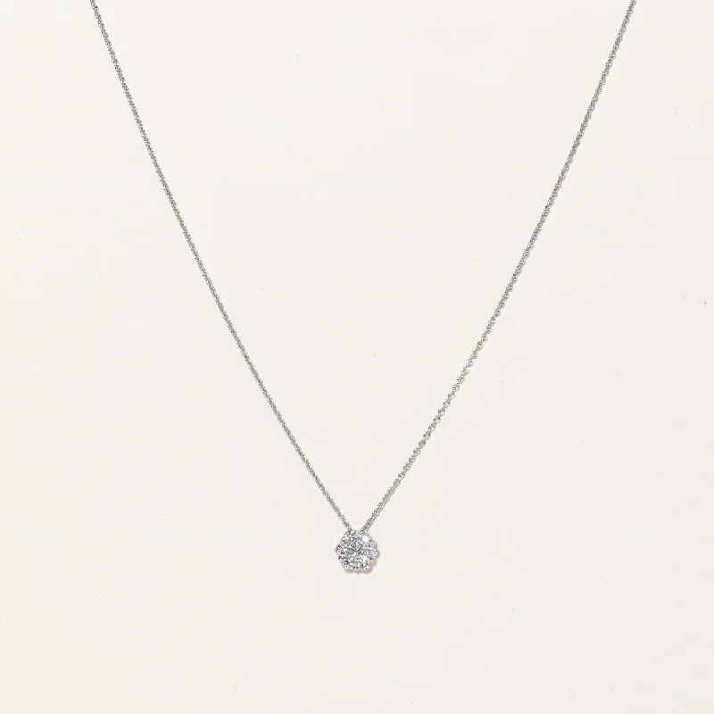 Luxury Jewelry Without The Luxury Price Tag 'Birks' Diamond Cluster Pendant Necklace | 0.40ctw | 18" | Luxury Jewelry Without The Luxury Price Tag 'Birks' Diamond Cluster Pendant Necklace | 0.40ctw | 18" |