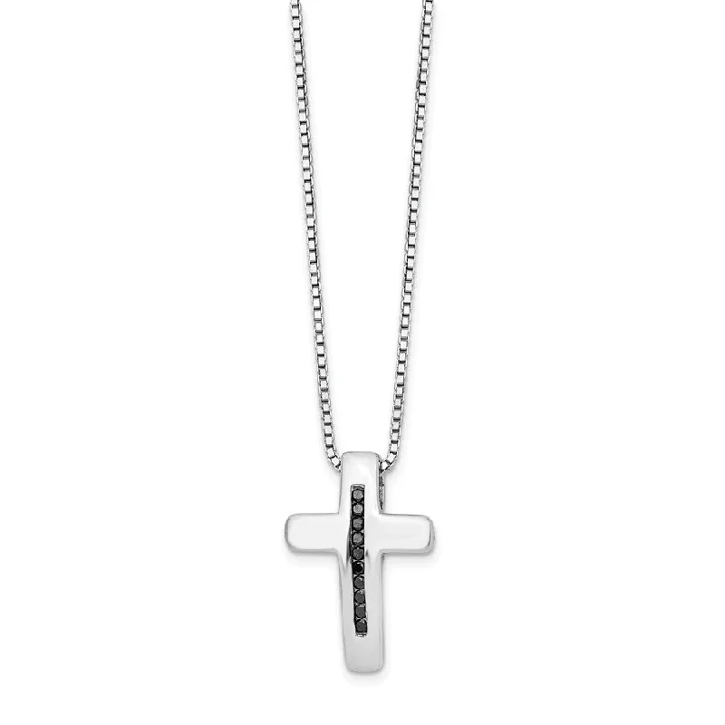 Trendy Minimalist Jewelry For Everyday Wear Black Diamond Cross Necklace in Rhodium Plated Silver, 18-20 Inch Trendy Minimalist Jewelry For Everyday Wear Black Diamond Cross Necklace in Rhodium Plated Silver, 18-20 Inch