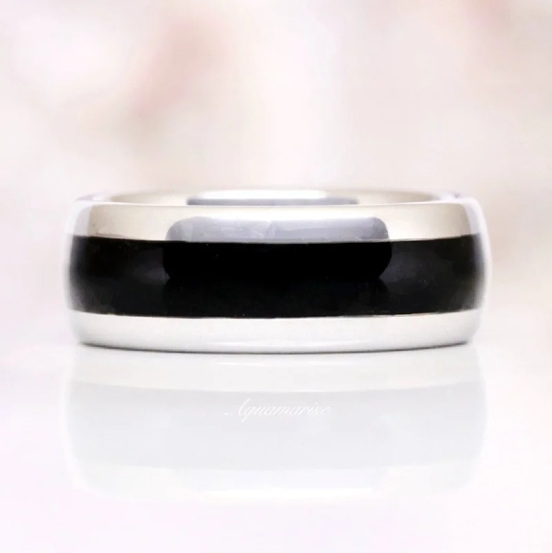 Exclusive Jewelry Sale – Shine For Less Black Onyx Wedding Band- 8MM Tungsten