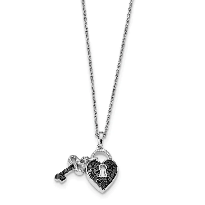 Best-Selling Jewelry Styles Now At Exclusive Discounts Black & White Diamond Heart Lock & Key Necklace in Sterling Silver Best-Selling Jewelry Styles Now At Exclusive Discounts Black & White Diamond Heart Lock & Key Necklace in Sterling Silver