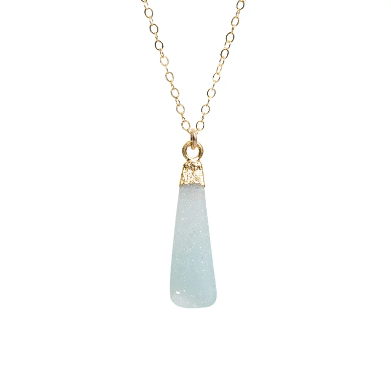 Dazzle In Elegance With Our Biggest Jewelry Sale Blue Druzy Teardrop Necklace