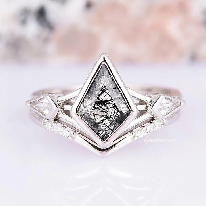 Special Deals On Handcrafted And Designer Jewelry Celtic Kite Black Rutilated Quartz Ring Set- 925 Sterling Silver Special Deals On Handcrafted And Designer Jewelry Celtic Kite Black Rutilated Quartz Ring Set- 925 Sterling Silver