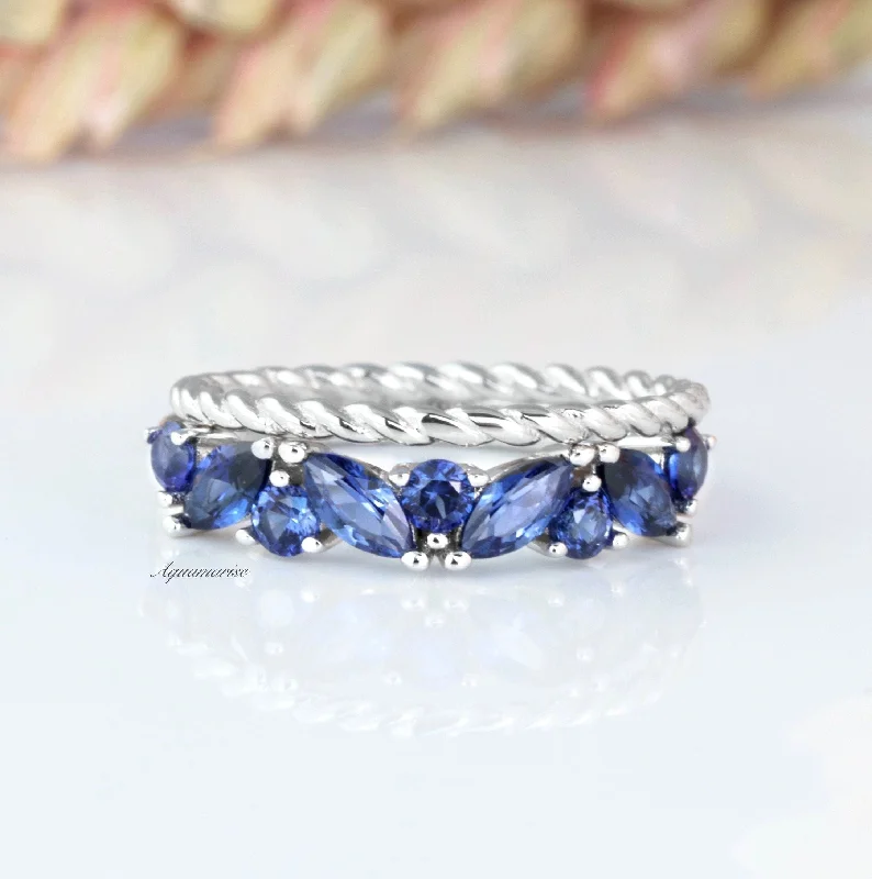 Timeless Elegance Now At Special Discounts Willow Ceylon Blue Sapphire Stacking Ring Set- Sterling Silver Timeless Elegance Now At Special Discounts Willow Ceylon Blue Sapphire Stacking Ring Set- Sterling Silver