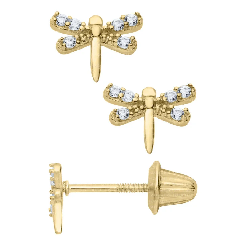 Bohemian-Inspired Jewelry For Free-Spirited Fashion Children's 14y Gold Dragonfly Stud Earrings