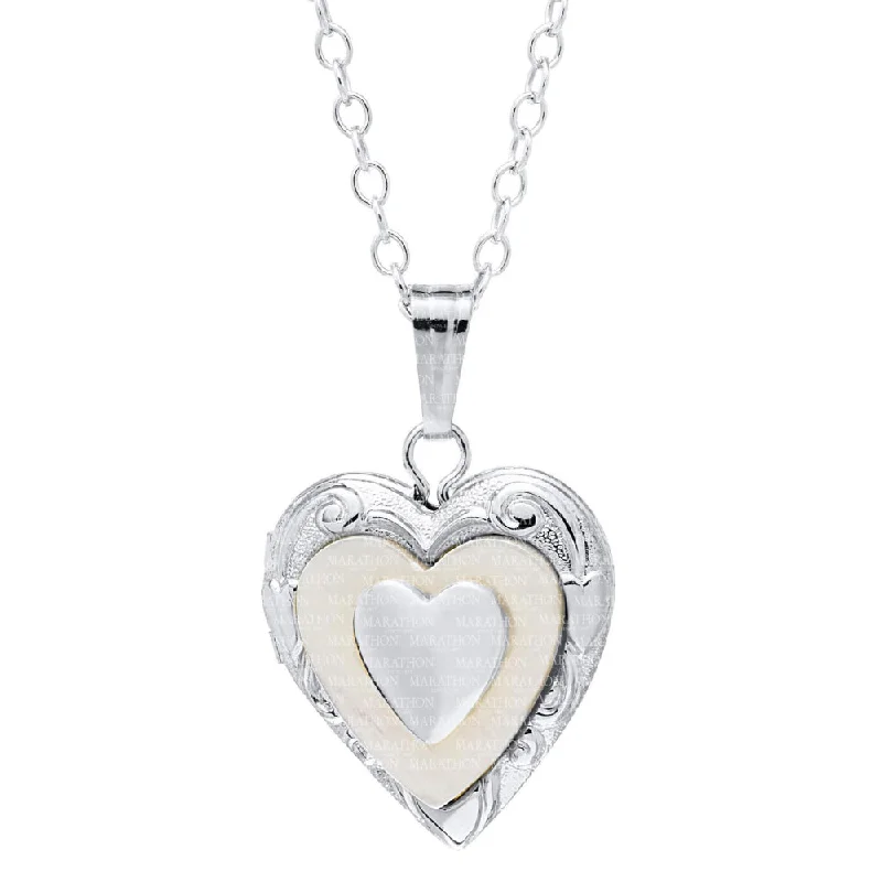 Shop Elegant Jewelry At Unbeatable Prices SS Children's Mother of Pearl Heart Locket 15" Chain