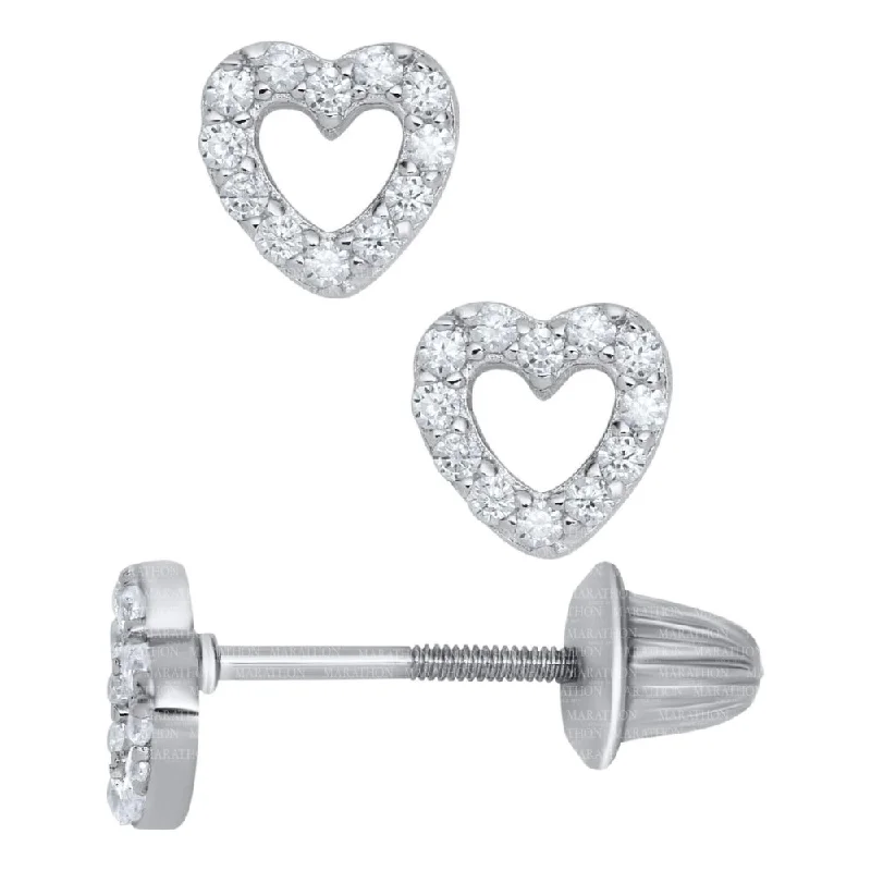 Children's Open Heart CZ Earrings