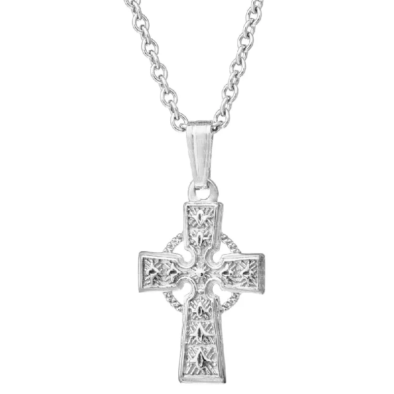 Children's Silver Celtic Cross Pendant Necklace