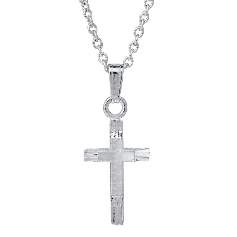 Dainty Floral Jewelry For Feminine Elegance Children's Sterling Silver Engraved Cross Necklace