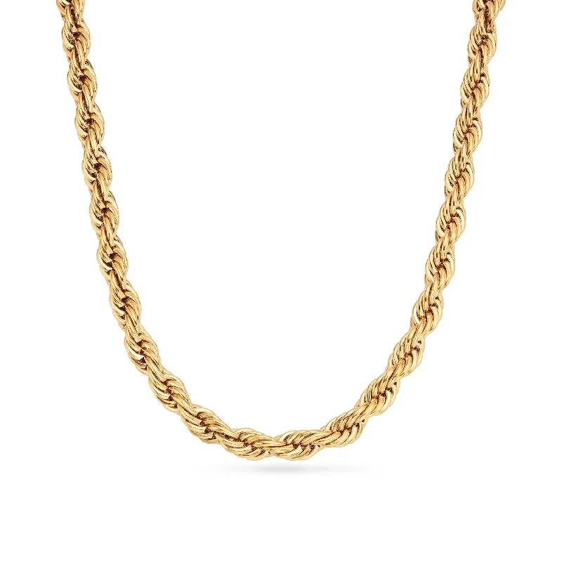 Dainty Floral Jewelry For Feminine Elegance Chunky Rope Chain Necklace (Gold)