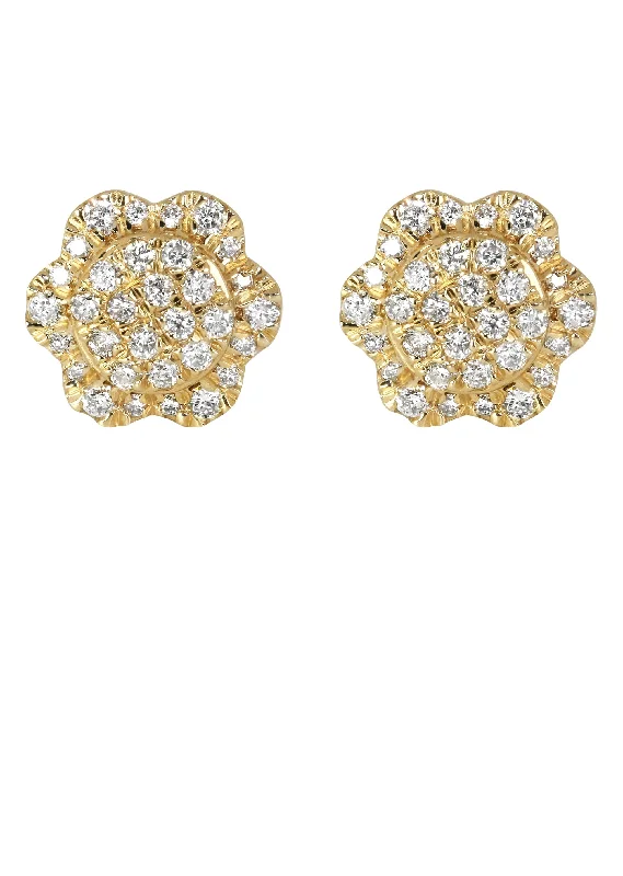 Mens Stud Diamond Earrings | 0.54 Carats 14K Yellow Gold