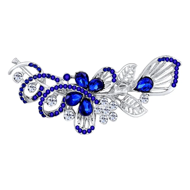 Elegant Jewelry At Unbeatable Prices – Shop Today Mahi Rhodium Plated Brilliant Sapphire Blue Crystals Saree Pin / Wedding Brooch for Women (BP1101141RBlu)