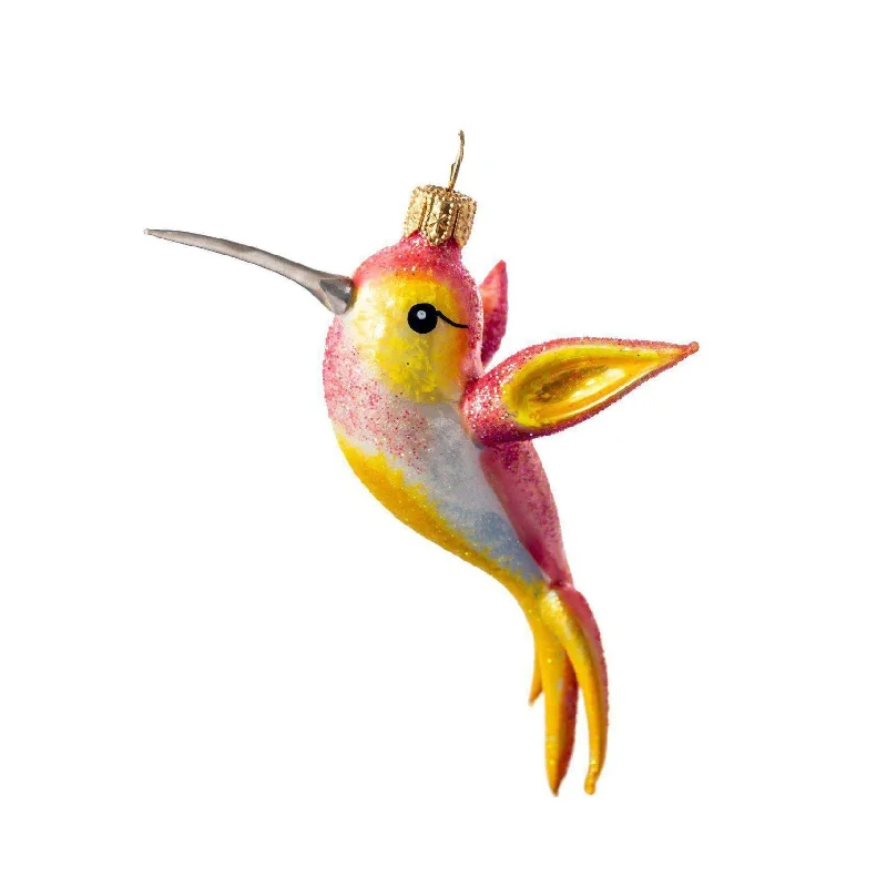 Coral Hummingbird Ornament