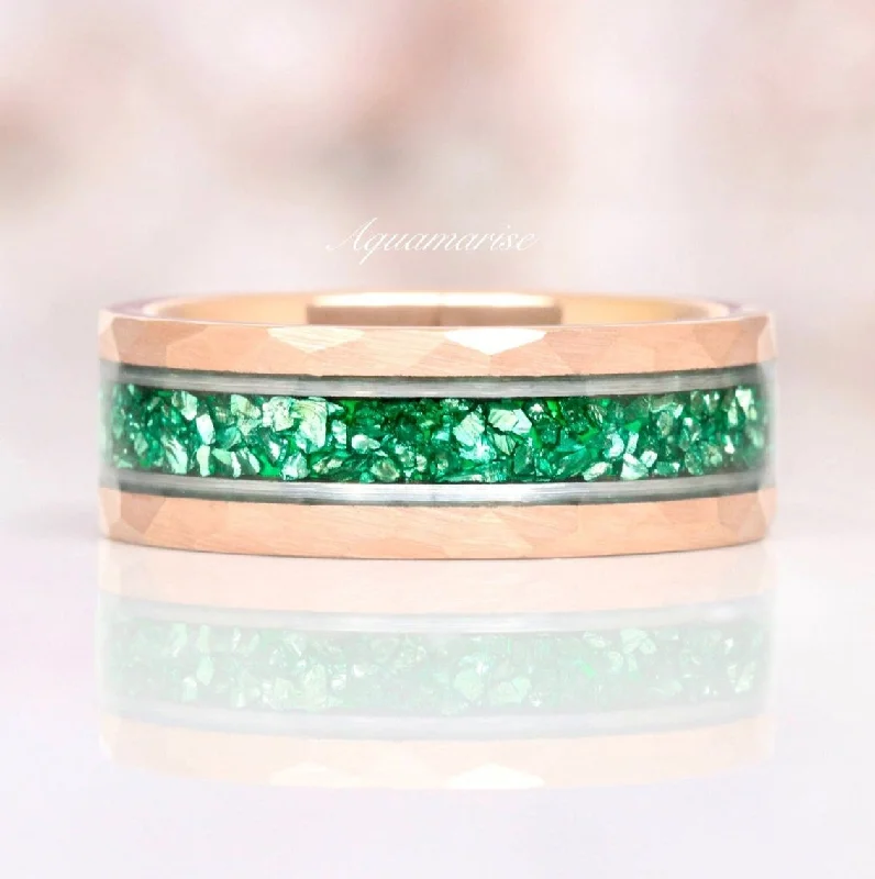 Glamorous Jewelry, Glamorous Deals – Shop Now Emerald Wedding Band- 8MM Rose Gold Tungsten & Silver Strip Glamorous Jewelry, Glamorous Deals – Shop Now Emerald Wedding Band- 8MM Rose Gold Tungsten & Silver Strip