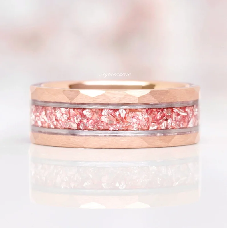 Flash Jewelry Sale – Get Stunning Pieces At Low Prices Crushed Morganite Wedding Band- 8MM Rose Gold Tungsten Flash Jewelry Sale – Get Stunning Pieces At Low Prices Crushed Morganite Wedding Band- 8MM Rose Gold Tungsten