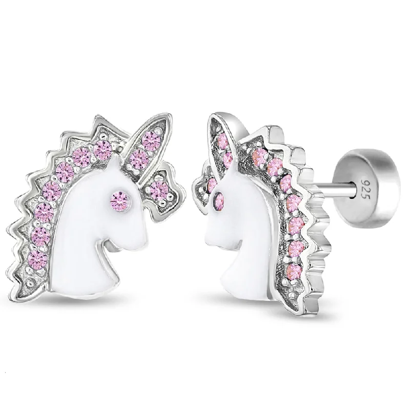 Trending Jewelry Styles Now At Limited-Time Discounts Cubic Zirconia Unicorn Pink Kids / Children's / Girls Earrings Safety Push Back Enamel - Sterling Silver Trending Jewelry Styles Now At Limited-Time Discounts Cubic Zirconia Unicorn Pink Kids / Children's / Girls Earrings Safety Push Back Enamel - Sterling Silver