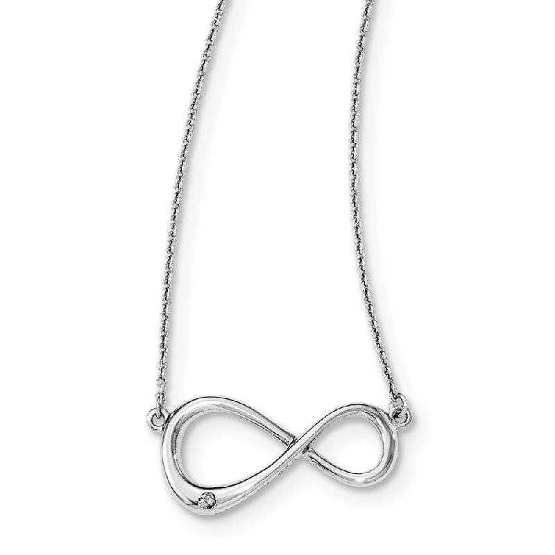 Chic And Stylish Jewelry At Discounted Prices Diamond Accent Infinity Necklace in Rhodium Plated Silver, 16 Inch Chic And Stylish Jewelry At Discounted Prices Diamond Accent Infinity Necklace in Rhodium Plated Silver, 16 Inch