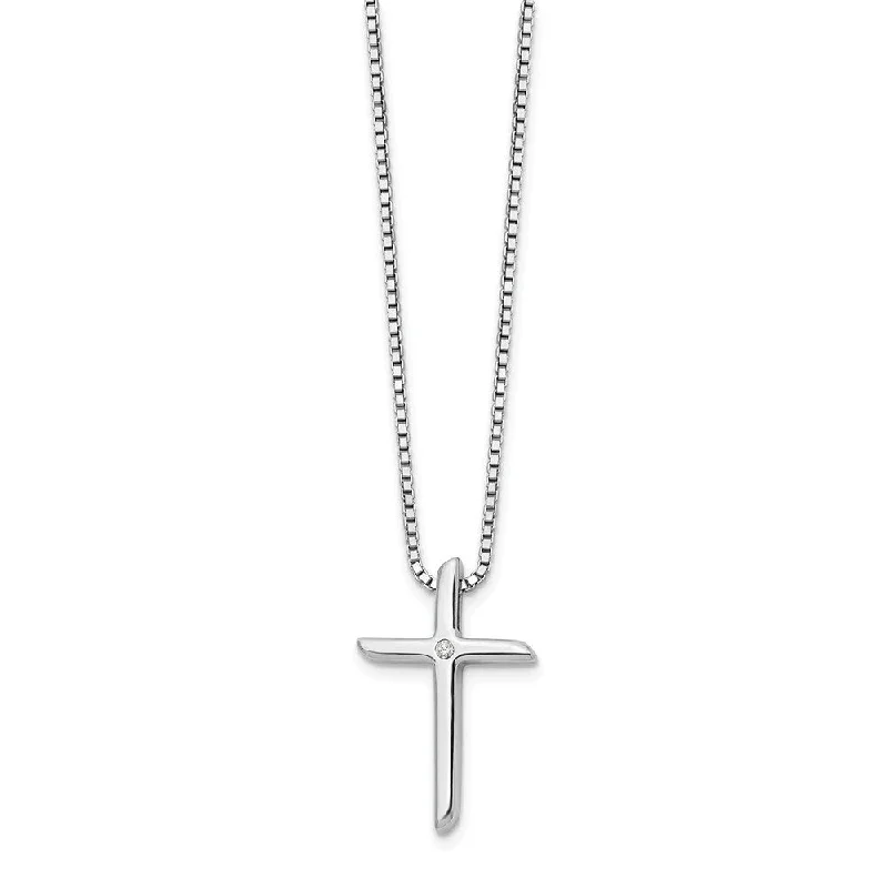 Affordable Elegance – Premium Jewelry At Special Prices Diamond Cross Box Chain Necklace in Rhodium Plated Silver, 18-20 Inch Affordable Elegance – Premium Jewelry At Special Prices Diamond Cross Box Chain Necklace in Rhodium Plated Silver, 18-20 Inch