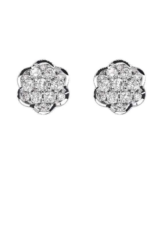 Mens Stud Diamond Earrings | 0.6 Carats 14K White Gold