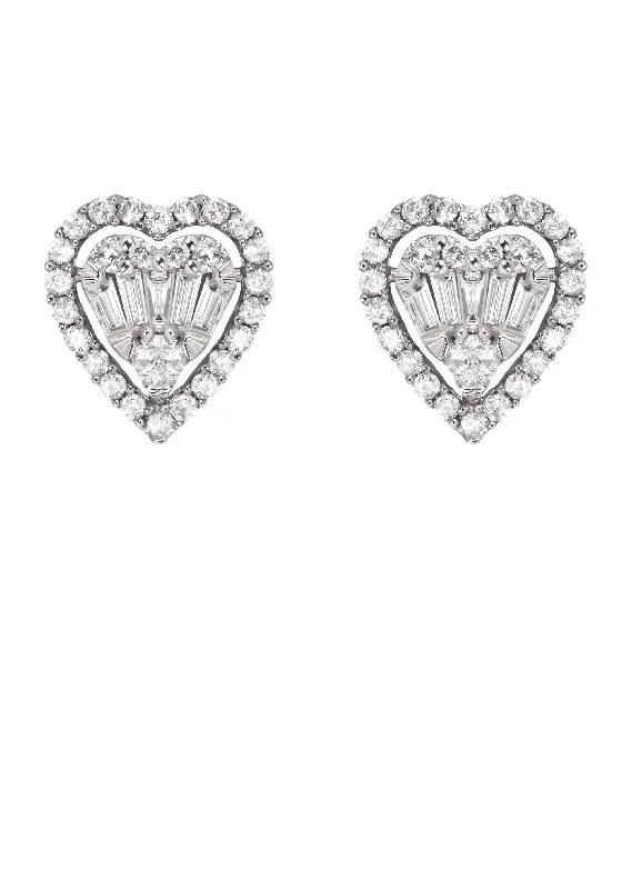 Mens Stud Diamond Earrings | 0.75 Carats 14K White Gold