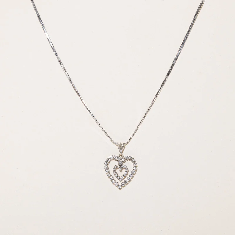 Diamond Heart Pendant & Necklace | 1.12ctw | 19.5" |