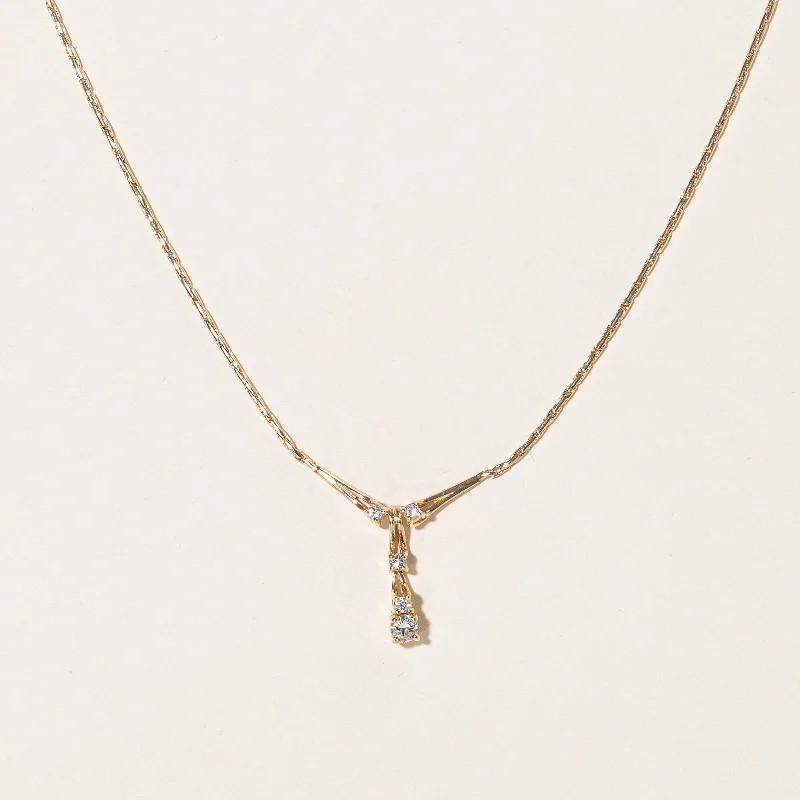 Dainty Floral Jewelry For Feminine Elegance Diamond Drop Pendant Necklace | 0.23ctw | 17" |