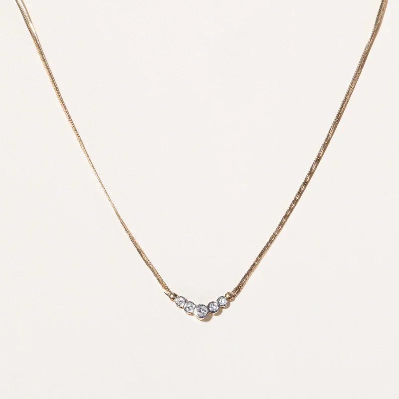 Diamond Bezel Set Scoop Pendant Necklace | 0.32ctw | 16" |