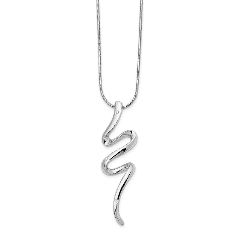 Customized Silver Jewelry For Unique Style Diamond Serpentine Necklace in Rhodium Plated Silver, 18-20 Inch Customized Silver Jewelry For Unique Style Diamond Serpentine Necklace in Rhodium Plated Silver, 18-20 Inch