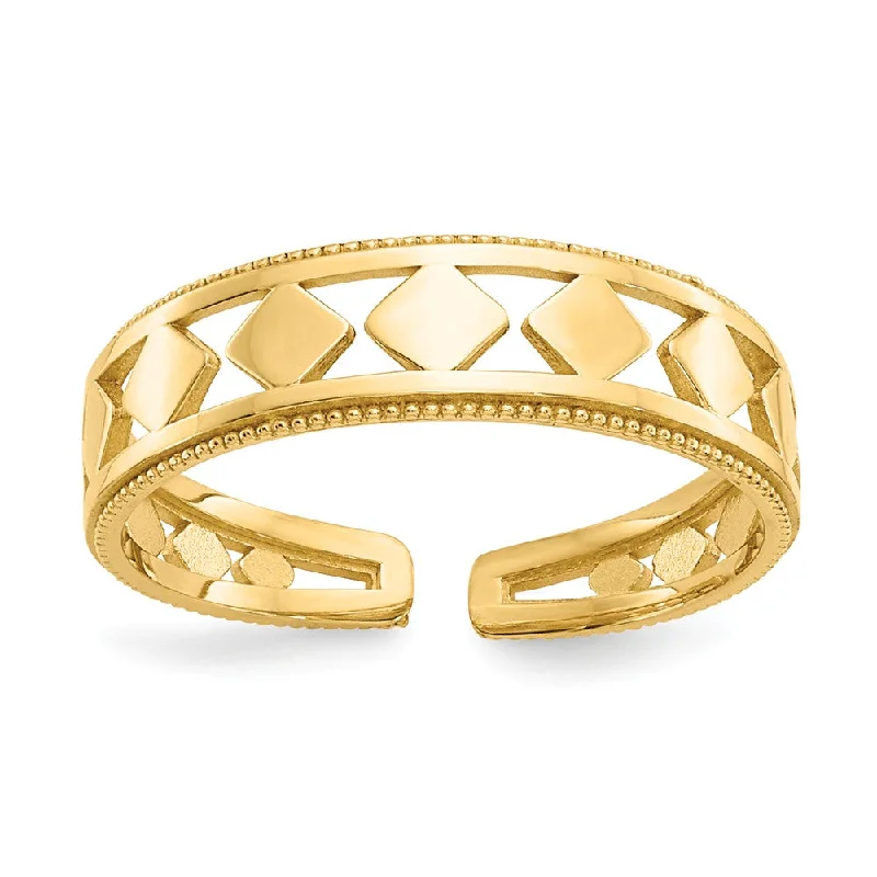 Luxury Jewelry At Budget-Friendly Prices – Grab Yours Now Diamond Shaped and Textured Toe Ring in 14K Yellow Gold Luxury Jewelry At Budget-Friendly Prices – Grab Yours Now Diamond Shaped and Textured Toe Ring in 14K Yellow Gold