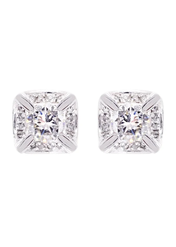 Diamond Stud Earrings For Men | 14K White Gold | 0.62 Carats