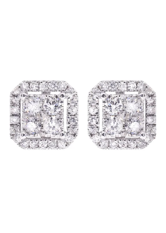 Diamond Stud Earrings For Men | 14K White Gold | 0.86 Carats